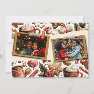 Tarjeta de vacaciones plana para Navidades de pan 