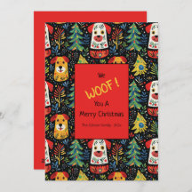 Tarjeta de vacaciones plana para Navidades de perr
