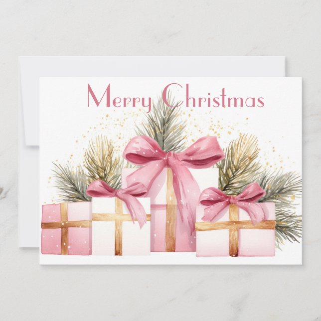 Tarjeta de vacaciones plana para Navidades festivo (Anverso)