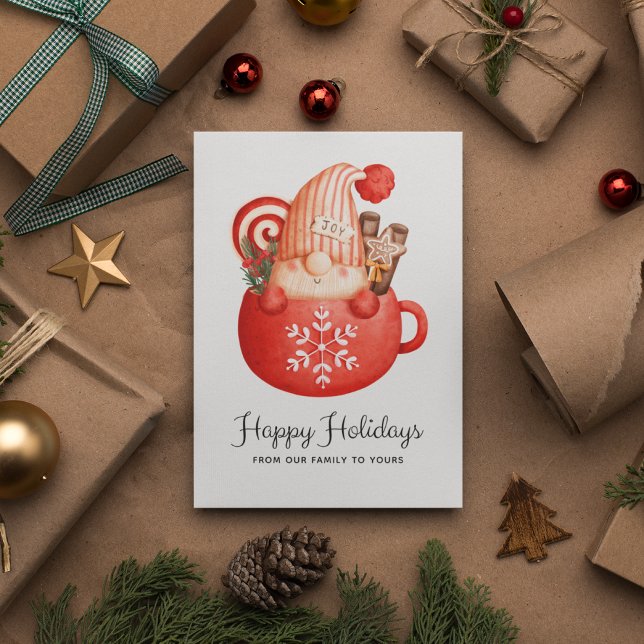Tarjeta de vacaciones plana para Navidades Gnome M (Subido por el creador)