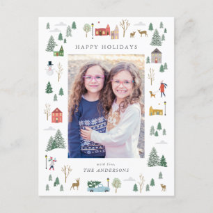 Tarjeta de vacaciones plana para Navidades Snowley