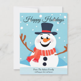 Tarjeta de vacaciones plana para Navidades Snowman