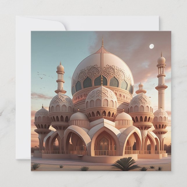Tarjeta de vacaciones plana Ramadan Mubarak (Anverso)
