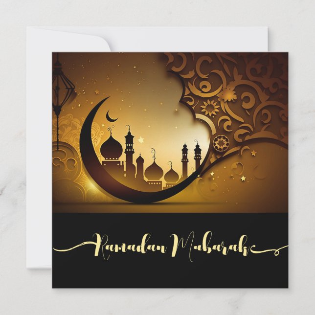 Tarjeta de vacaciones plana Ramadan Mubarak (Anverso)