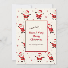 Tarjeta de vacaciones plana Retro Santa Navidades