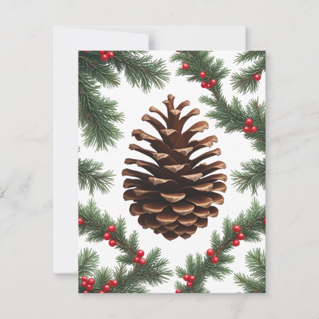 Tarjeta de vacaciones plana Rusa Pinecone - Chris  (Anverso)