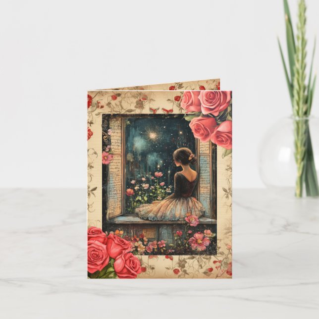 Tarjeta de vacaciones plana San Valentín Chica Vin (Anverso)