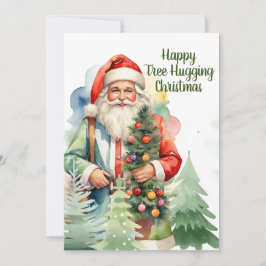 Tarjeta de vacaciones plana Santa Abrazo de árbol