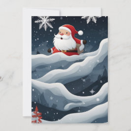 Tarjeta de vacaciones plana, Santa en un salto de 