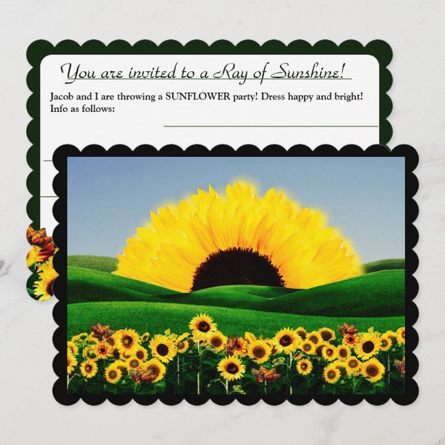 Tarjeta de vacaciones plana SUNFLOWER (Anverso / Reverso)