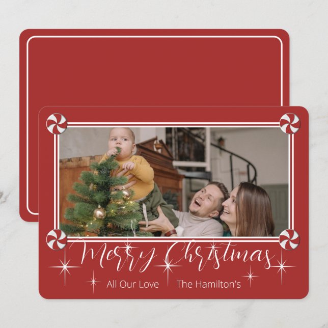 Tarjeta de vacaciones plana Sweet Merry Christmas  (Anverso / Reverso)