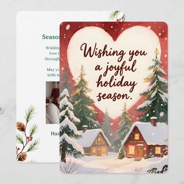 Tarjeta de vacaciones plana vintage personalizable (Anverso / Reverso)