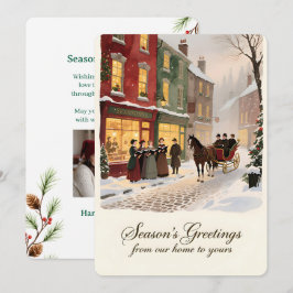 Tarjeta de vacaciones plana vintage personalizable