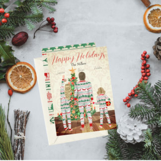 Tarjeta de vacaciones planas para familia de 3