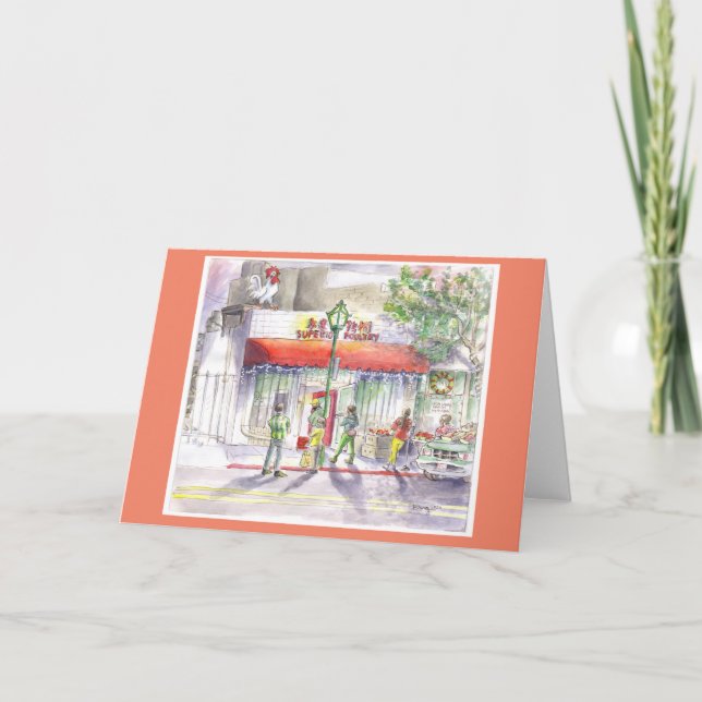 Tarjeta de vacaciones plegable Chinatown (Anverso)