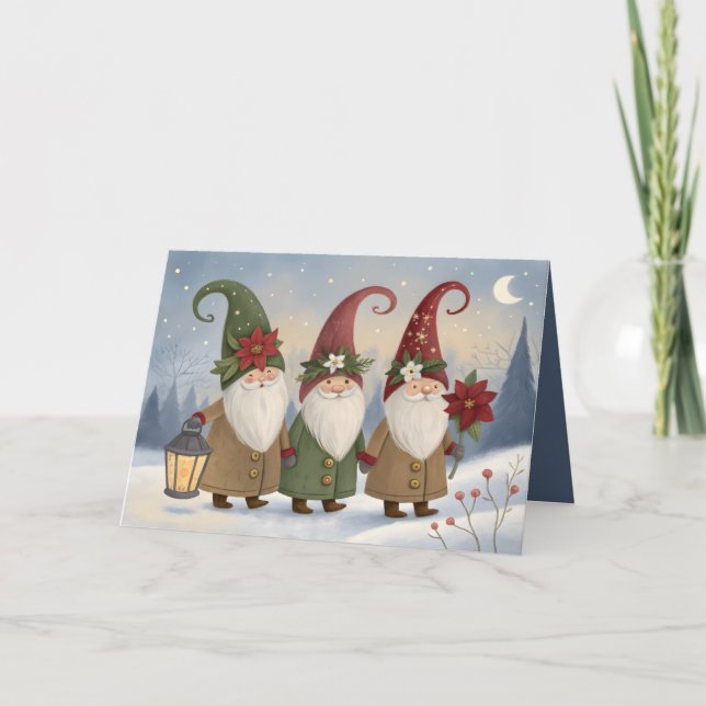 Tarjeta de vacaciones plegable de elfos antiguos (Anverso)