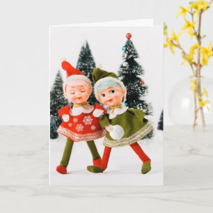 Tarjeta de vacaciones plegable, Feliz Navidad Elf