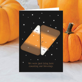 Tarjeta de vacaciones plegada Candy Corn Couple