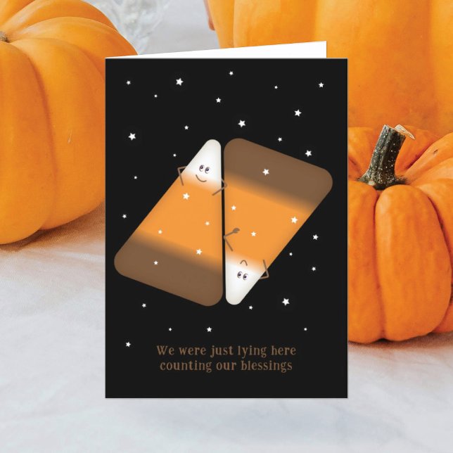 Tarjeta de vacaciones plegada Candy Corn Couple (Subido por el creador)
