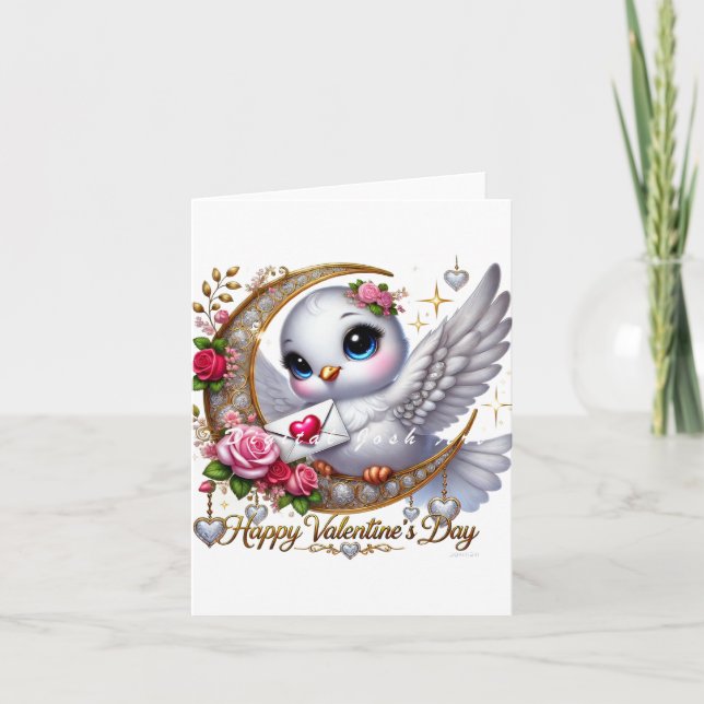 Tarjeta de vacaciones plegada con El día de San Va (Anverso)