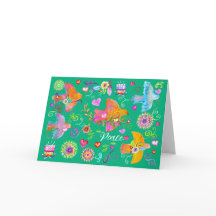 Tarjeta de vacaciones plegada con palomas de la pa