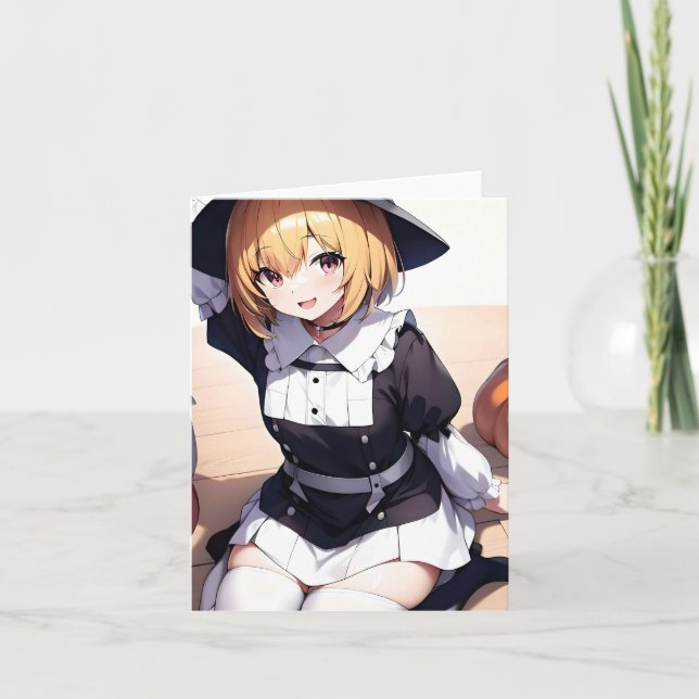 Tarjeta de vacaciones plegada de anime del día de  (Anverso)