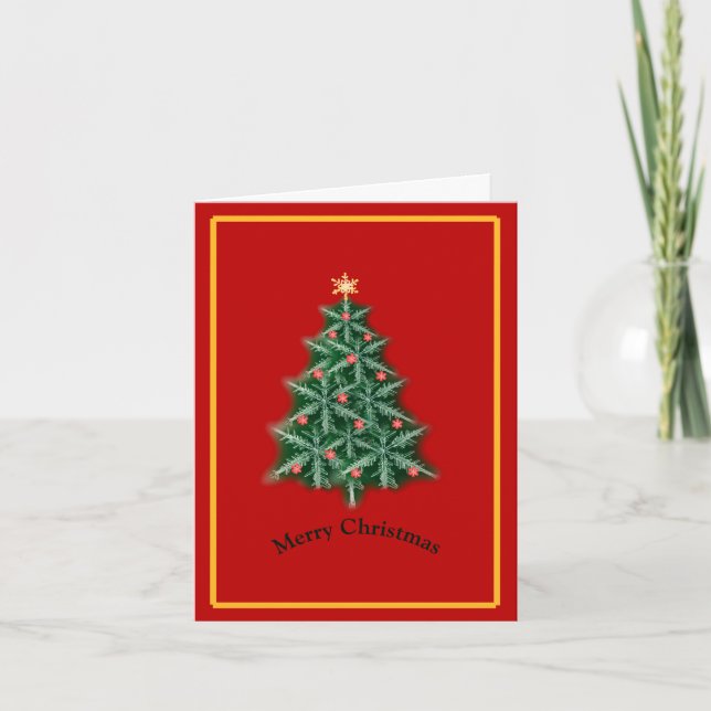 Tarjeta de vacaciones plegada de árbol de navidad  (Anverso)