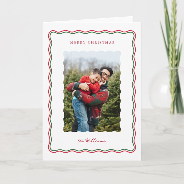 Tarjeta de vacaciones plegada de ola moderna (Anverso)