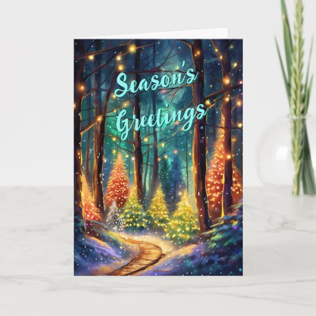 Tarjeta de vacaciones plegada del bosque de vacaci (Anverso)