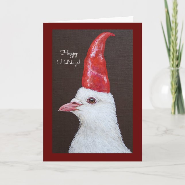 Tarjeta de vacaciones plegada Dove Gnome (Anverso)