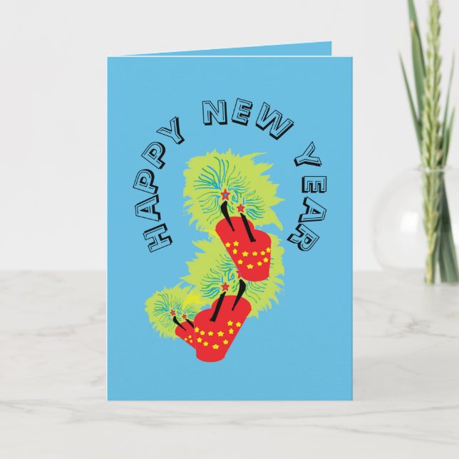Tarjeta de vacaciones plegada : Feliz Año Nuevo co (Anverso)