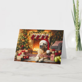 Tarjeta de vacaciones plegada Golden Retriever