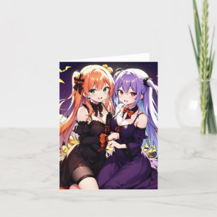 Tarjeta de vacaciones plegada Halloween Anime V