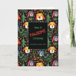 Tarjeta de vacaciones plegada para perros Navidade