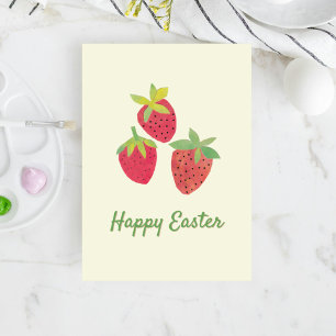 Tarjeta de vacaciones plegada Retro Spring Strawbe