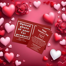 Tarjeta de vacaciones plegada roja de San Valentín