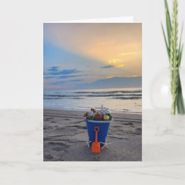 Tarjeta de vacaciones plegada temática de playa co