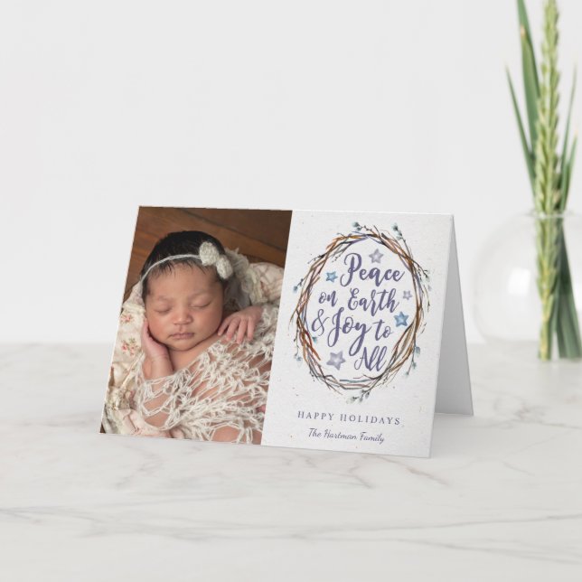 Tarjeta de vacaciones plegada Willow Wreath (Anverso)