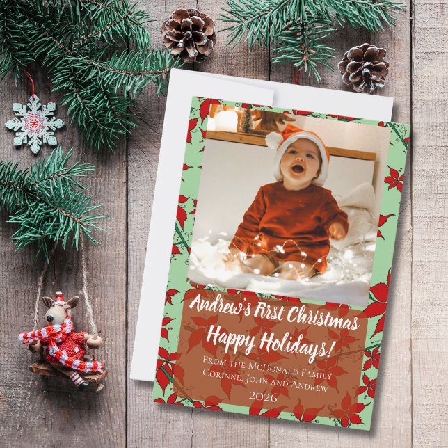 Tarjeta de vacaciones primer Navidad del bebé verd (Subido por el creador)