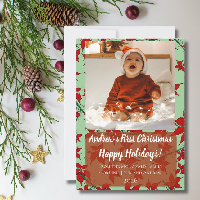 Tarjeta de vacaciones primer Navidad del bebé verd (Subido por el creador)