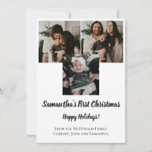 Tarjeta de vacaciones primera Navidad del bebé 3 f