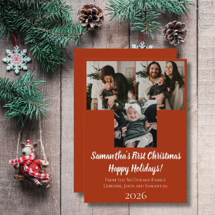 Tarjeta de vacaciones primera Navidad del bebé 3 f