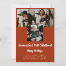 Tarjeta de vacaciones primera Navidad del bebé 3 f