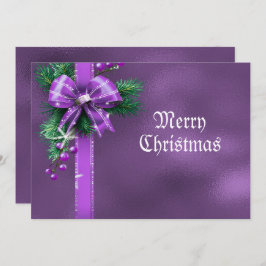Tarjeta de vacaciones Purple Bow Navidades