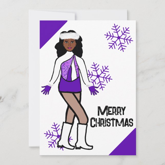 Tarjeta de vacaciones Purple Snow Dancer (Anverso)