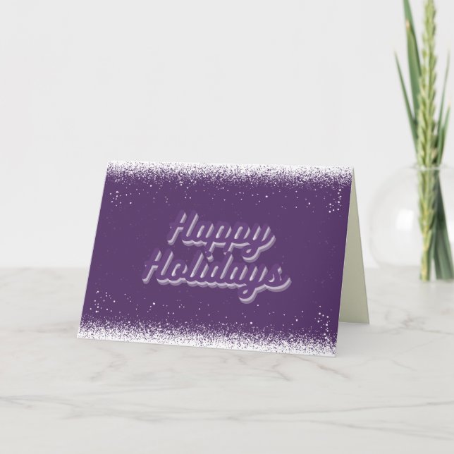 Tarjeta de vacaciones púrpura minimalista (Anverso)