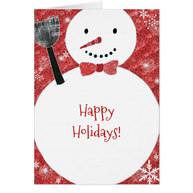 Tarjeta de vacaciones Red Bow Tie Snowman Navidade (Frente)