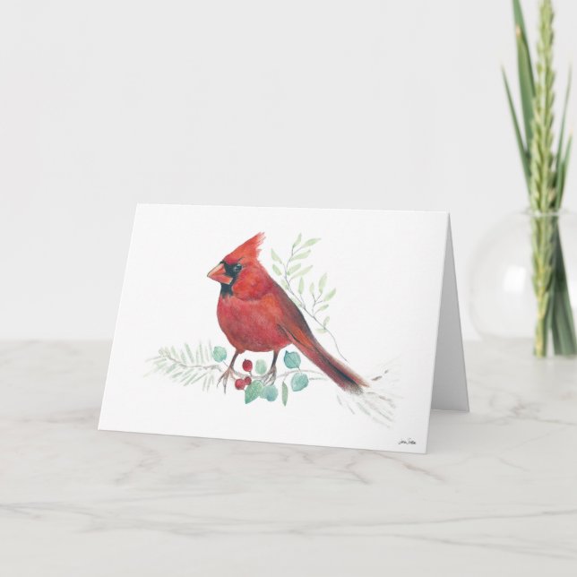 Tarjeta de vacaciones Red Cardinal Bird (Anverso)