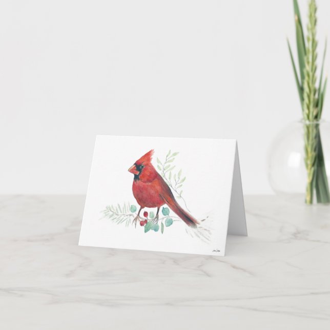 Tarjeta de vacaciones Red Cardinal Bird (Anverso)