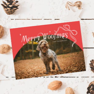 Tarjeta de vacaciones Red Merry Woofmas Dog Navida